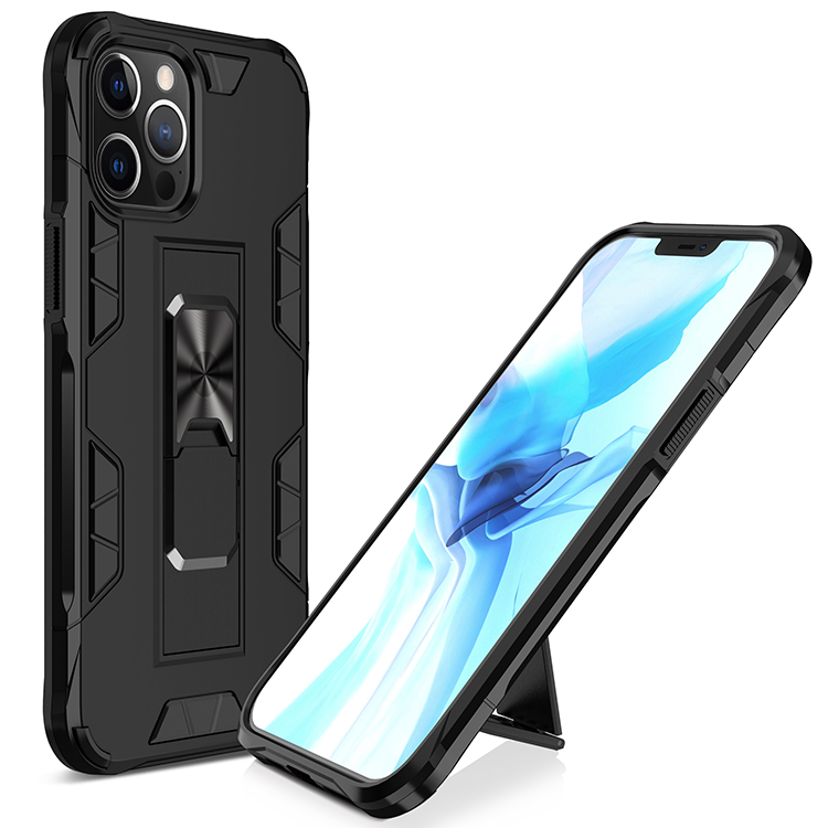 Military Grade Armor Protection Stand Magnetic Feature Case for iPHONE 12 Pro Max 6.7 (Black)